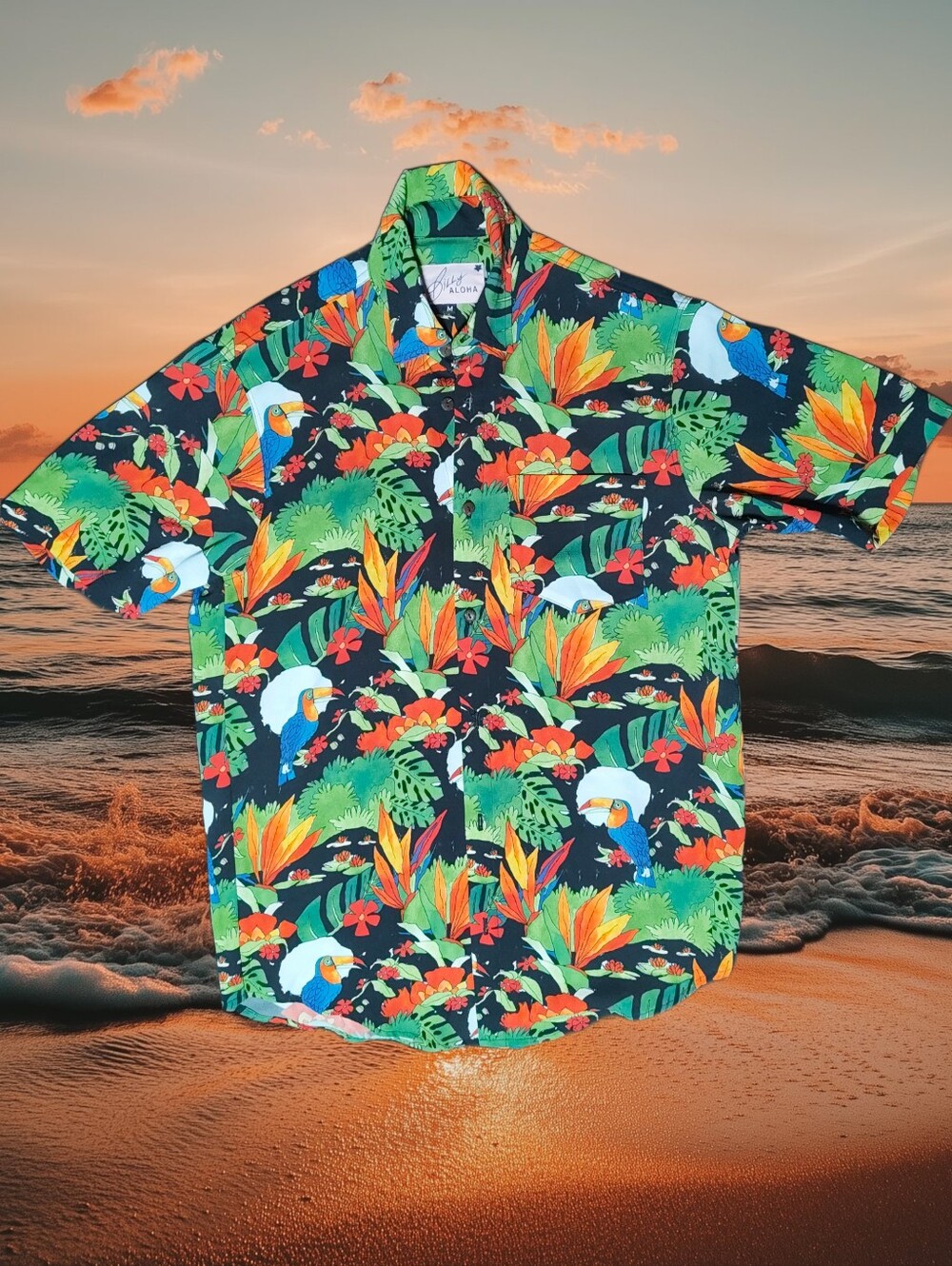 BILLY ALOHA Tropical Toucan Resort Button-Down Shirt